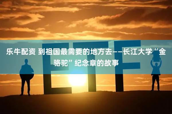 乐牛配资 到祖国最需要的地方去——长江大学“金骆驼”纪念章的故事